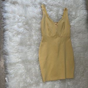 Yellow mini dress.
